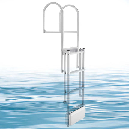Retractable Dock Ladder, 4-Step Aluminum, 500 lb, Non-Slip Steps