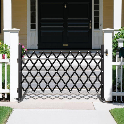 Retractable Folding Security Gate, Lockable Steel 190x131 cm