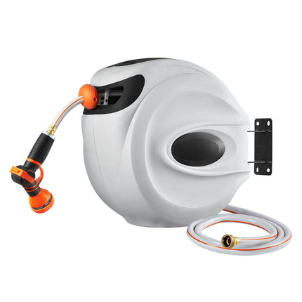 Retractable Garden Hose Reel, 131 ft Wall Mount, 180-Degree