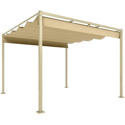 Pergolă retractabilă de grădină, 3x3m, kaki, acoperiș UPF30+