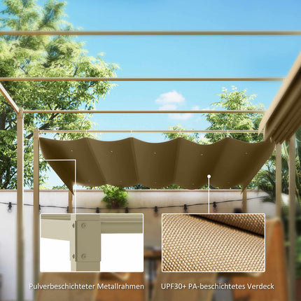 Pergolă retractabilă de grădină, 3x3m, kaki, acoperiș UPF30+