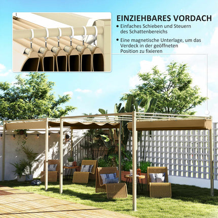 Pergolă retractabilă de grădină, 3x3m, kaki, acoperiș UPF30+