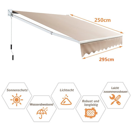 Copertina de exterior retractabila, poliester rezistent la apa, 295x250 cm, bej