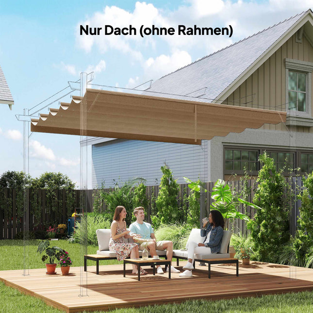 Copertină retractabilă pentru pergolă 3x3m, maro, poliester