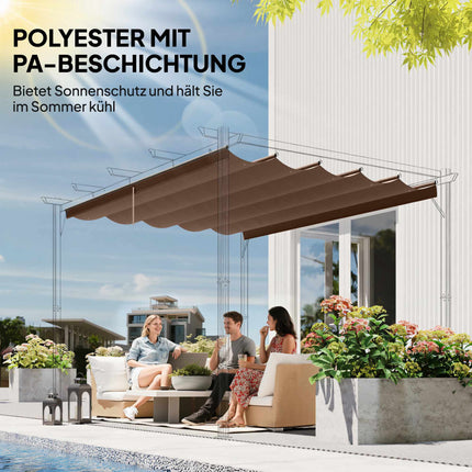 Copertină retractabilă pentru pergolă 3x3m, rezistentă la intemperii, culoare cafea
