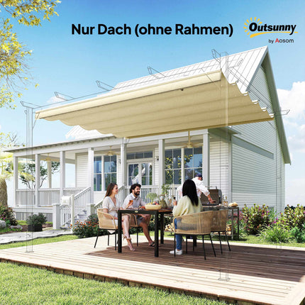 Copertină de schimb retractabilă pentru pergolă 3x3m, crem, poliester