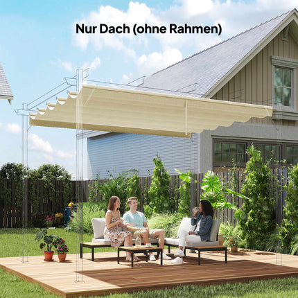 Copertină de schimb retractabilă pentru pergolă 3x3m, crem, poliester