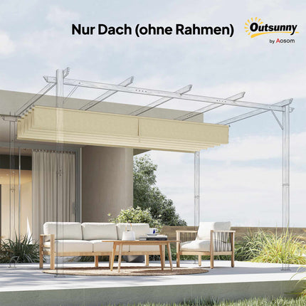 Copertină de schimb retractabilă pentru pergolă 3x3m, crem, poliester