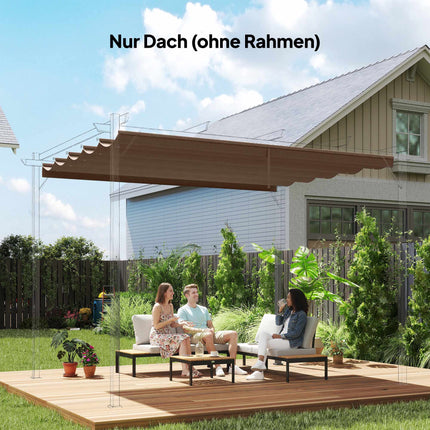Copertină de schimb retractabilă pentru pergolă, 4x3m, culoare cafea, poliester