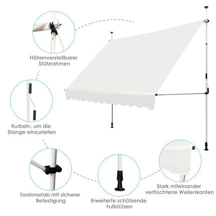 Copertina Parasolar Retractabila, Reglabila 250x120 cm, Bej