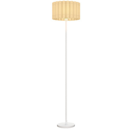 Lampa de podea retro, abajur din plastic, comutator cu picior, alb