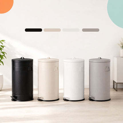 Retro Pedal Waste Bin 40 L with Soft-Close Lid, Light Grey, Iron