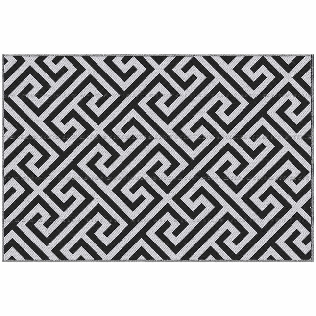 Covor de exterior reversibil, durabil, negru/alb, 121 x 182 cm