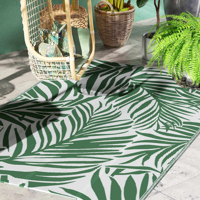 Covor de exterior reversibil, impermeabil, 152x243 cm, verde