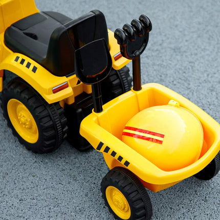 Excavator cu lopată și remorcă, galben, vârste 1-3 ani