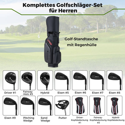 Set de crose de golf pentru bărbați dreptaci cu sac de suport