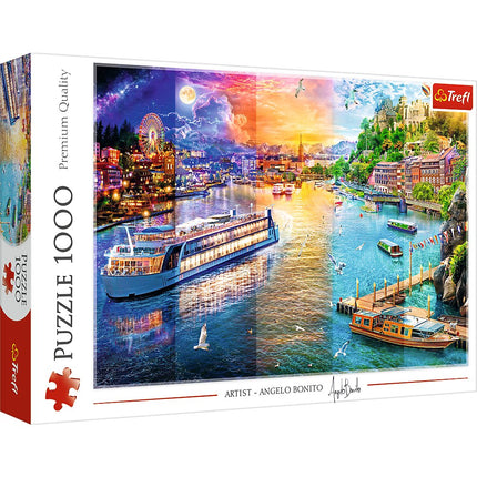 Puzzle de croazieră pe râu, 1000 de piese, distracție pentru toate vârstele