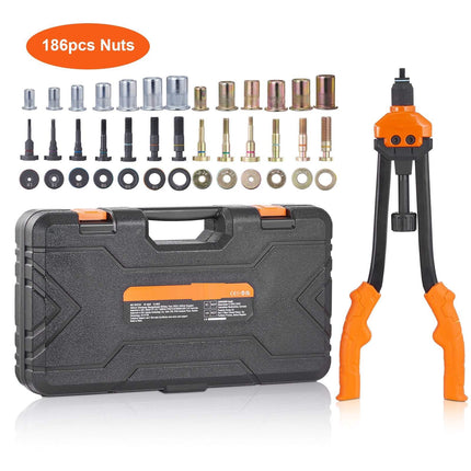 Rivet Nut Tool Kit, 16-Inch, 13 Mandrels, 186 Nuts, Case