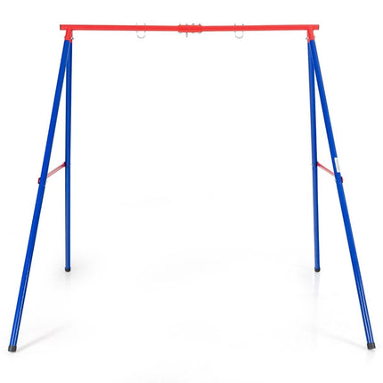 Cadru de leagăn din metal robust, cadru A pentru leagăn de grădină 194 x 184 x 180 cm roșu + albastru