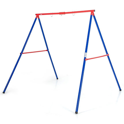 Cadru de leagăn din metal robust, cadru A pentru leagăn de grădină 194 x 184 x 180 cm roșu + albastru