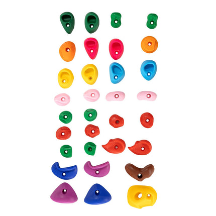 Rock Climbing Holds Set, 32-Pack With Mounting Hardware