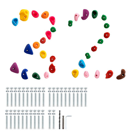Rock Climbing Holds Set, 32-Pack With Mounting Hardware
