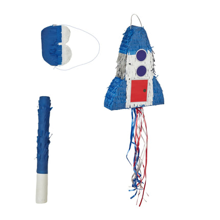 Set de piñata rachetă cu bâtă și mască pentru petreceri