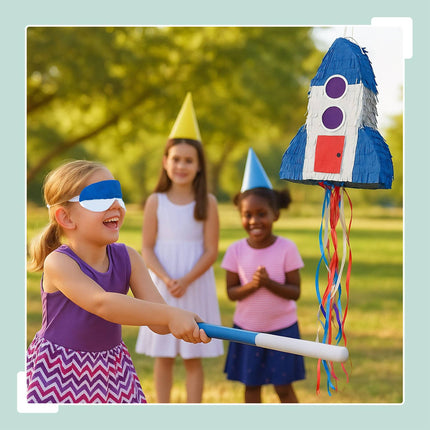 Set de piñata rachetă cu bâtă și mască pentru petreceri