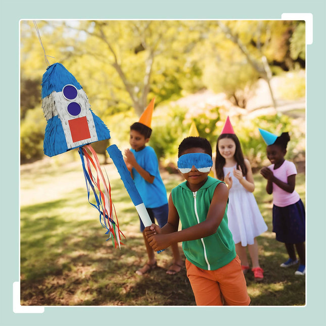 Set de piñata rachetă cu bâtă și mască pentru petreceri