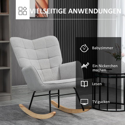 Light gray Berber fleece armchair, 120 kg capacity