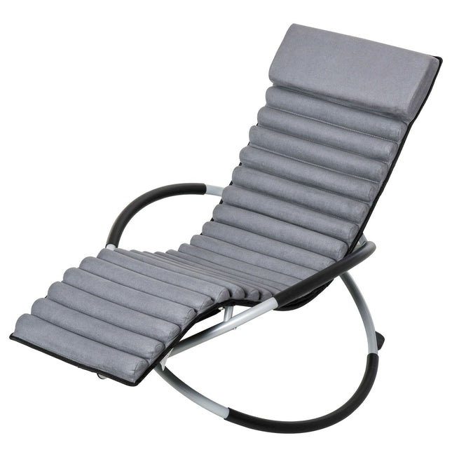 Scaun balansoar Ergonomic 2 In 1 Scaun balansoar Scaun de gradina Leagan balansoar Metal Textline Sferic Gri Inchis 145 X 74 X 88 Cm