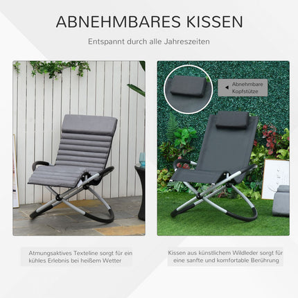 Scaun balansoar Ergonomic 2 In 1 Scaun balansoar Scaun de gradina Leagan balansoar Metal Textline Sferic Gri Inchis 145 X 74 X 88 Cm