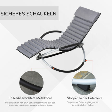Scaun balansoar Ergonomic 2 In 1 Scaun balansoar Scaun de gradina Leagan balansoar Metal Textline Sferic Gri Inchis 145 X 74 X 88 Cm