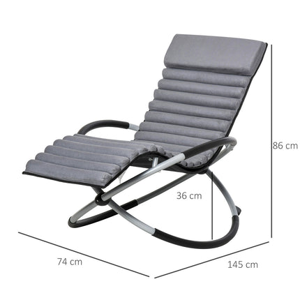 Scaun balansoar Ergonomic 2 In 1 Scaun balansoar Scaun de gradina Leagan balansoar Metal Textline Sferic Gri Inchis 145 X 74 X 88 Cm