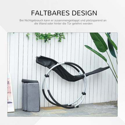 Scaun balansoar Ergonomic 2 In 1 Scaun balansoar Scaun de gradina Leagan balansoar Metal Textline Sferic Gri Inchis 145 X 74 X 88 Cm