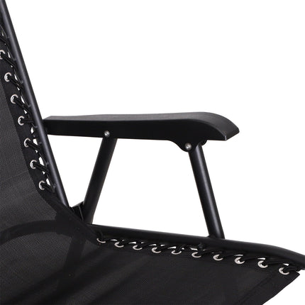 Folding rocking chair in black steel with cushion - 120 kg capacity