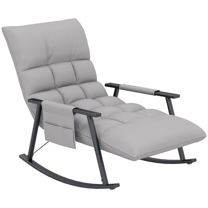 Rocking chair microfiber gray with footrest, adjustable backrest