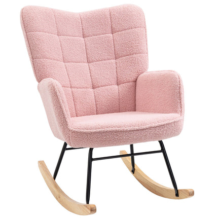 Scaun balansoar, Scaun balansoar, Scaun Accent, Scaun de relaxare, Scaun de living pentru dormitor, pana la 120 kg, imitatie piele de miel, roz