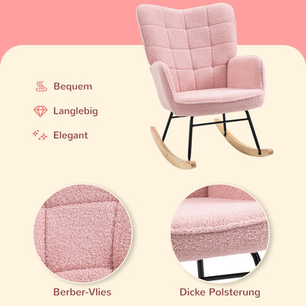 Scaun balansoar, Scaun balansoar, Scaun Accent, Scaun de relaxare, Scaun de living pentru dormitor, pana la 120 kg, imitatie piele de miel, roz