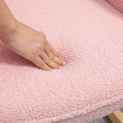 Scaun balansoar, Scaun balansoar, Scaun Accent, Scaun de relaxare, Scaun de living pentru dormitor, pana la 120 kg, imitatie piele de miel, roz