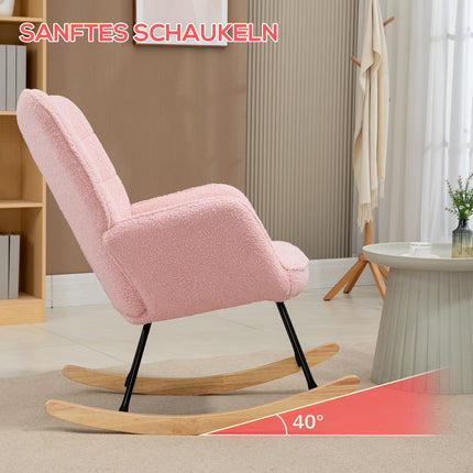 Scaun balansoar, Scaun balansoar, Scaun Accent, Scaun de relaxare, Scaun de living pentru dormitor, pana la 120 kg, imitatie piele de miel, roz