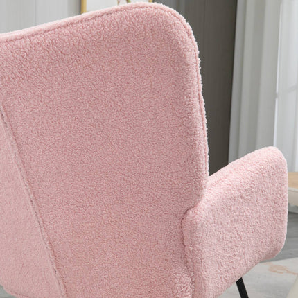 Scaun balansoar, Scaun balansoar, Scaun Accent, Scaun de relaxare, Scaun de living pentru dormitor, pana la 120 kg, imitatie piele de miel, roz