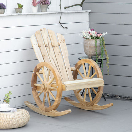 Balantor, Scaun Rustic Relax, Scaun De Gradina Cu Design Roti, Scaun Leagan, Lemn Masiv, Lemn Natural, 68 X 88 X 92 Cm
