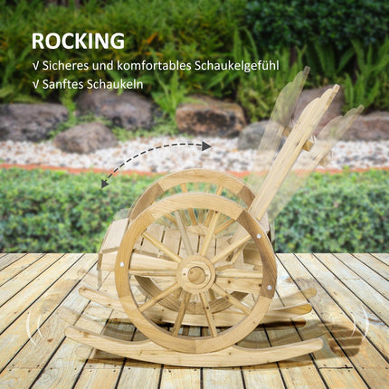 Balantor, Scaun Rustic Relax, Scaun De Gradina Cu Design Roti, Scaun Leagan, Lemn Masiv, Lemn Natural, 68 X 88 X 92 Cm