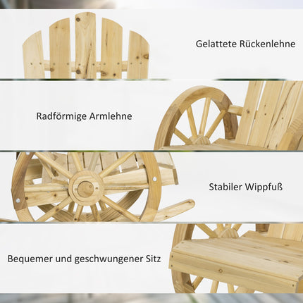 Balantor, Scaun Rustic Relax, Scaun De Gradina Cu Design Roti, Scaun Leagan, Lemn Masiv, Lemn Natural, 68 X 88 X 92 Cm