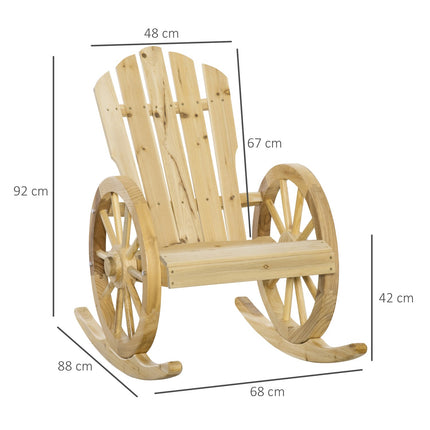 Balantor, Scaun Rustic Relax, Scaun De Gradina Cu Design Roti, Scaun Leagan, Lemn Masiv, Lemn Natural, 68 X 88 X 92 Cm