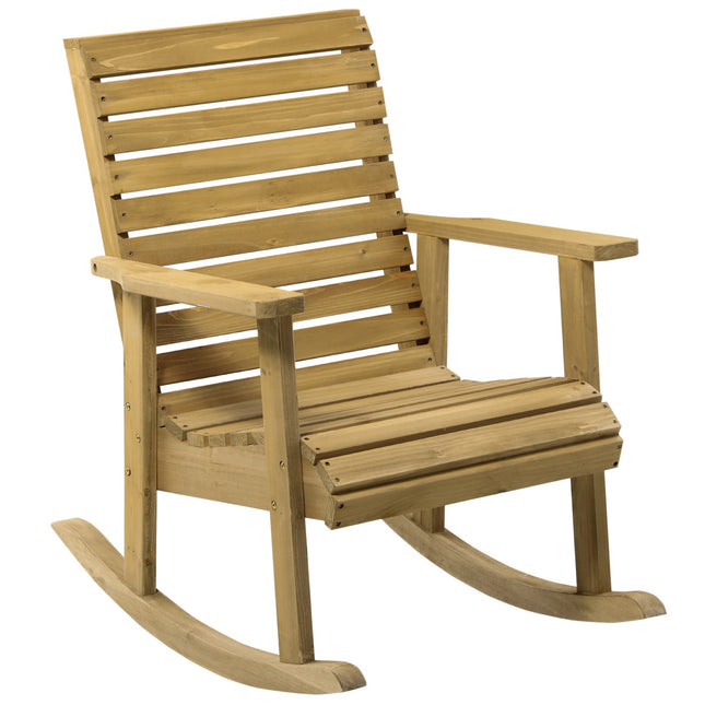 Balansoar Cu Cotiera, Scaun De Gradina, Scaun De Relaxare Pentru Balcon, Terasa, Capacitate De Incarcare Pana la 130 Kg, Lemn De Brad, Maro Deschis