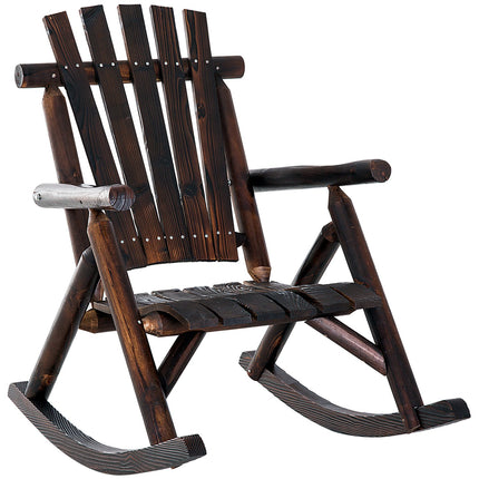 Scaun balansoar cu cotiera, rezistent la intemperii, lemn masiv carbonizat, 97 X 69 X 93 cm