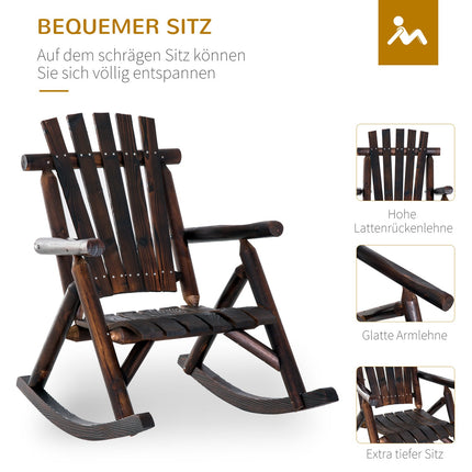 Scaun balansoar cu cotiera, rezistent la intemperii, lemn masiv carbonizat, 97 X 69 X 93 cm