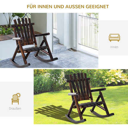 Scaun balansoar cu cotiera, rezistent la intemperii, lemn masiv carbonizat, 97 X 69 X 93 cm